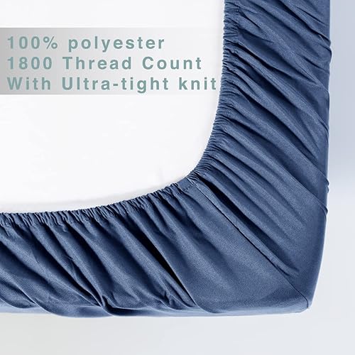 Miniatura 6 de LBRO2M - Juego de sábanas de 4 piezas de bolsillo profundo de 16 pulgadas, de 100% microfibra con 1800 hilos, muy suaves, cómodas, frescas y