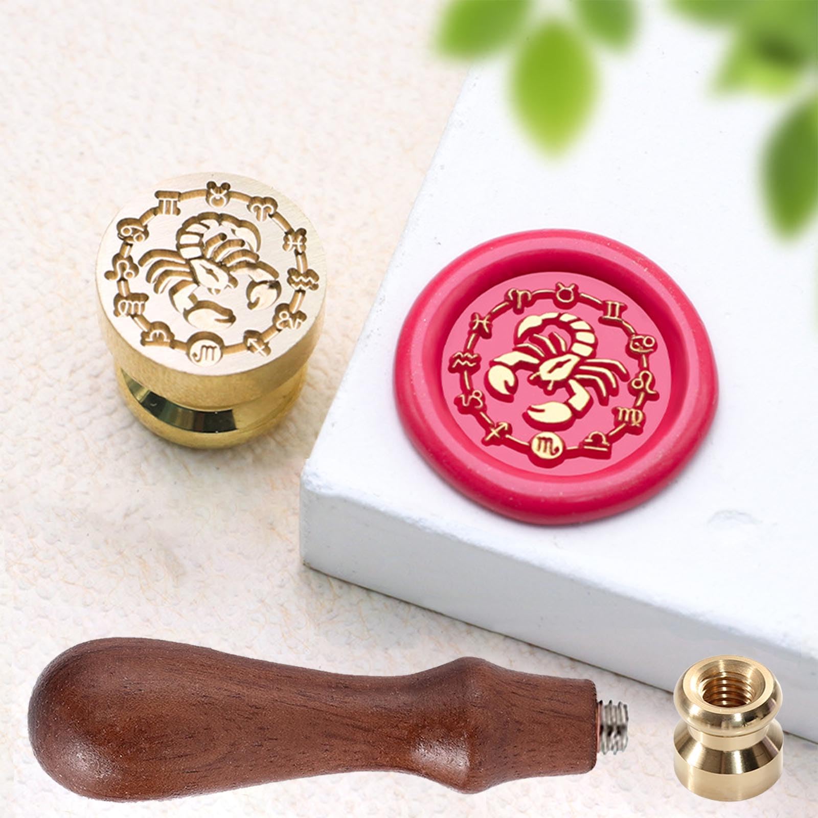 Zodiac Scorpio Wax Seal Stamp - 0.59 inch (15 mm) Mini Horoscope Sealed Stamp with Handle for Decorative Packaging,Envelope Letters,Cards,Birthday Parties, Astrology