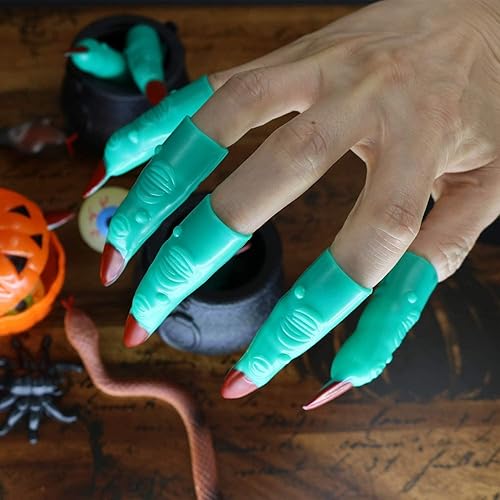 Miniatura 4 de GiftExpress 24 dedos de bruja de Halloween, accesorios de disfraz de dedos de bruja marciana de 2.5 pulgadas, uñas postizas, juguete de dedos de