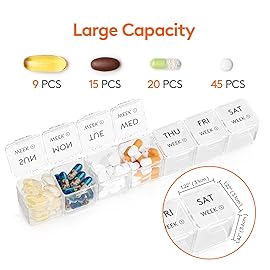 Lifewit Monthly Pill Organizer, 28 Day Pill Box, 4 Weeks One Month Pill Cases, Large Compartments Medicine Organizer for Vitamins, Fish Oils, Supplements, Clear