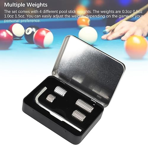 Miniatura 3 de Juego de 4 pesos ajustables para taco de billar, juego de 4 pesos de 0.3 onzas, 0.5 onzas, 1.0 onzas, 1.5 onzas, para material de aluminio Cuetec Cue