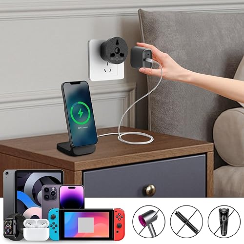 Miniatura 4 de EFISH Convertidores de corriente de viaje 3 en 1, adaptador de enchufe internacional, adaptador de corriente universal mundial, esenciales de viaje