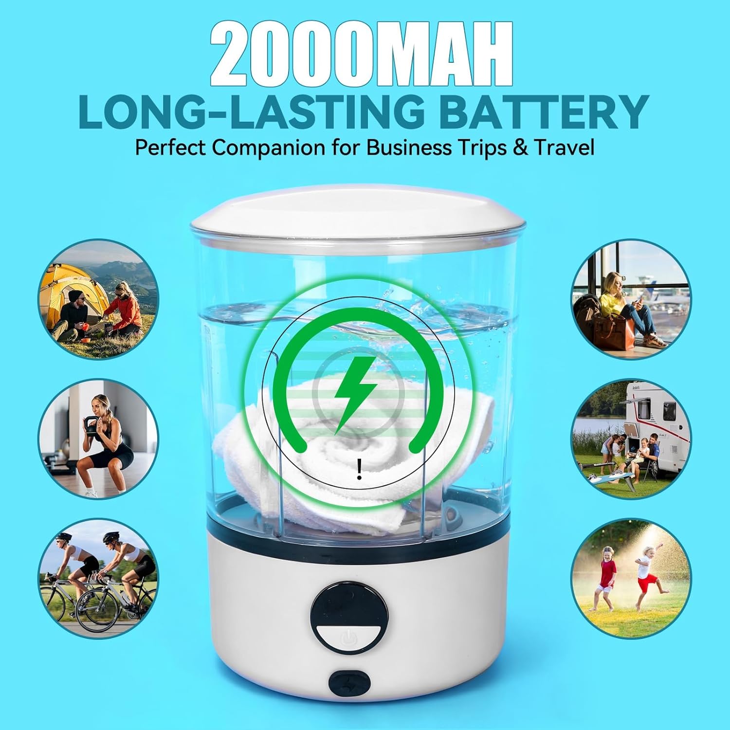 Portable Mini Washing Machine for Underwear & Baby Clothes, Compact, Lightweight Washer for Small Laundry, Apartments, Dorms, Hotels, Camping & Travel (White)