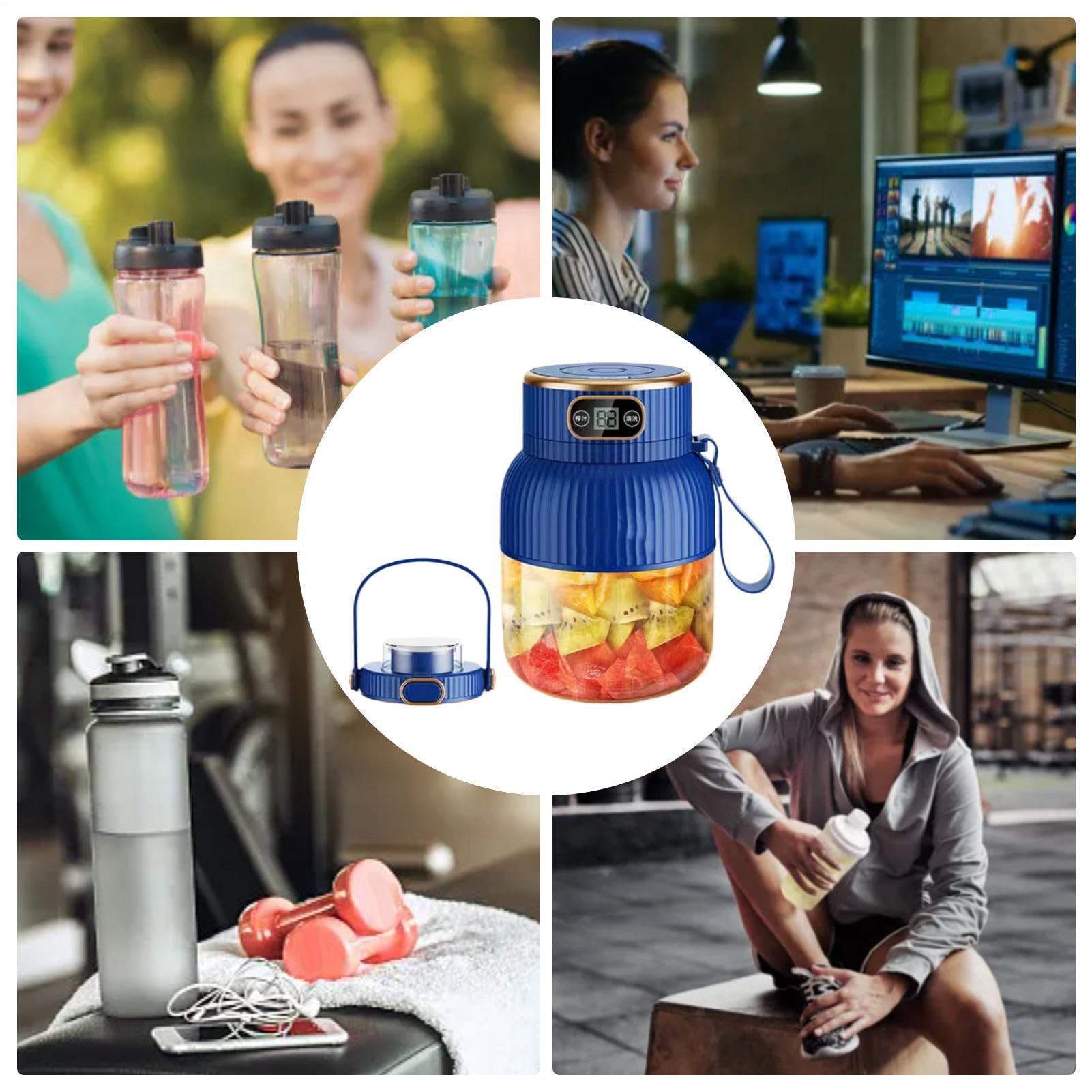 Licuadora exprimidora portátil, licuadora portátil para batidos USB | Mezclador de de frutas Pantalla digital para batidos Smoothies