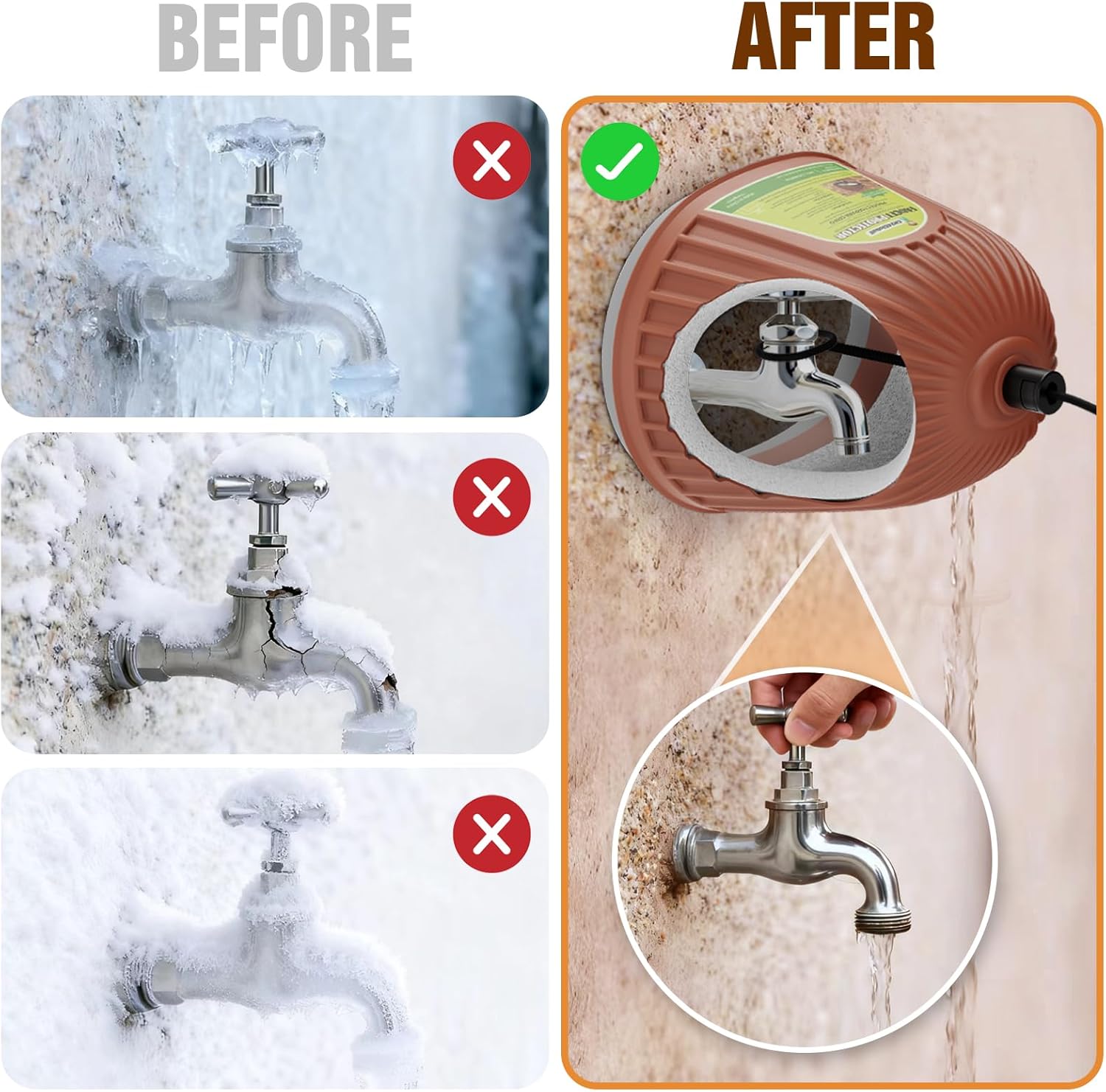 6 Pack Multi Layer Plastic Outdoor Faucet Cover for Winter, Insulated Spigot Cover with Soft Rubber Air Chamber, Hose Bib Cover Lasts Up to 5 times longer Service Life, L7 inches W5.8 inches H7 inches