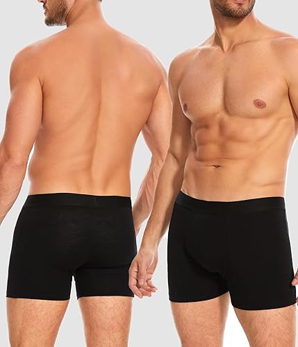Miniatura 5 de Calzoncillos tipo bóxer de algodón reutilizables para hombre, a prueba de fugas, lavables y reutilizables, paquete de 3 unidades, Negro -