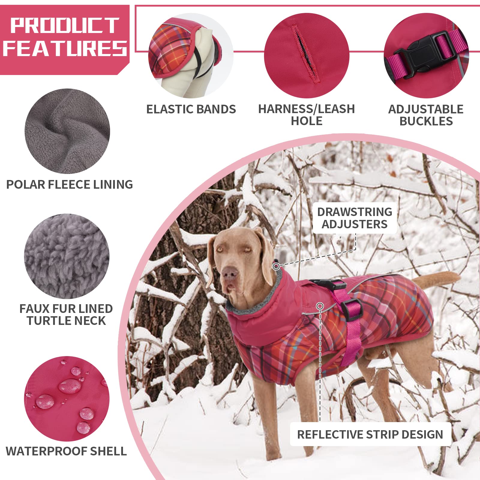 Ropa para Perros, Chaqueta para Perros, Abrigo para Perro Impermeable, Abrigos para Perros cálidos Chaquetas para Perros pequeñas Medianas y Grandes Chaleco para Nieve a Prueba de Viento