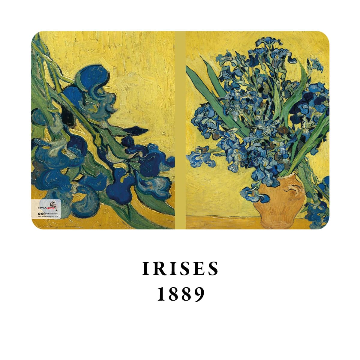 Retronote Van Gogh zestaw 4 książek z serii Flowers 3 Flowers Series bez linii, 64 strony, 10,5 x 14 cm