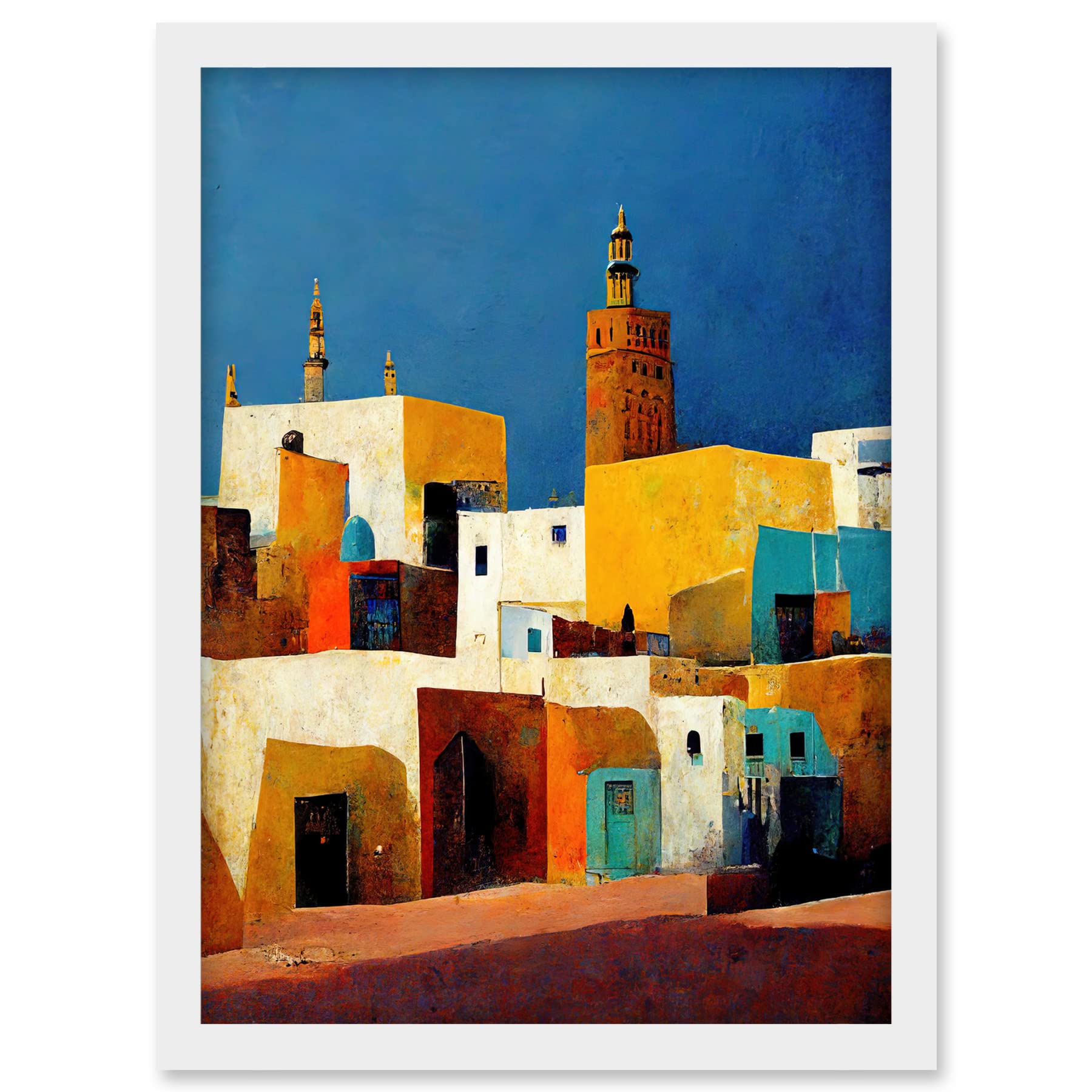 Doppelganger33 LTD Morocco Skyline Cityscape Modern Artwork Framed A3 Wall Art Print
