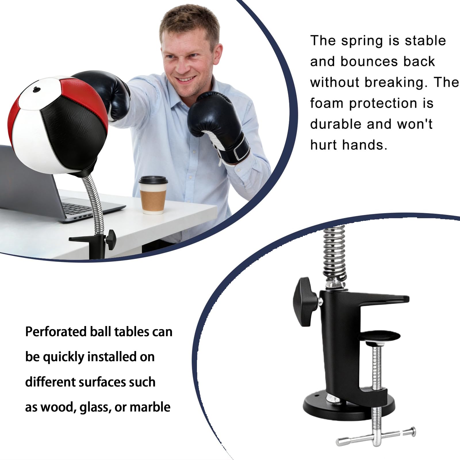 Punchingball Mesa con abrazadera de mesa, bolsa de punching de escritorio, para adultos, mini saco de boxeo Punchingball con y bomba de aire, saco de caja para casa y escritorio para aliviar el estrés
