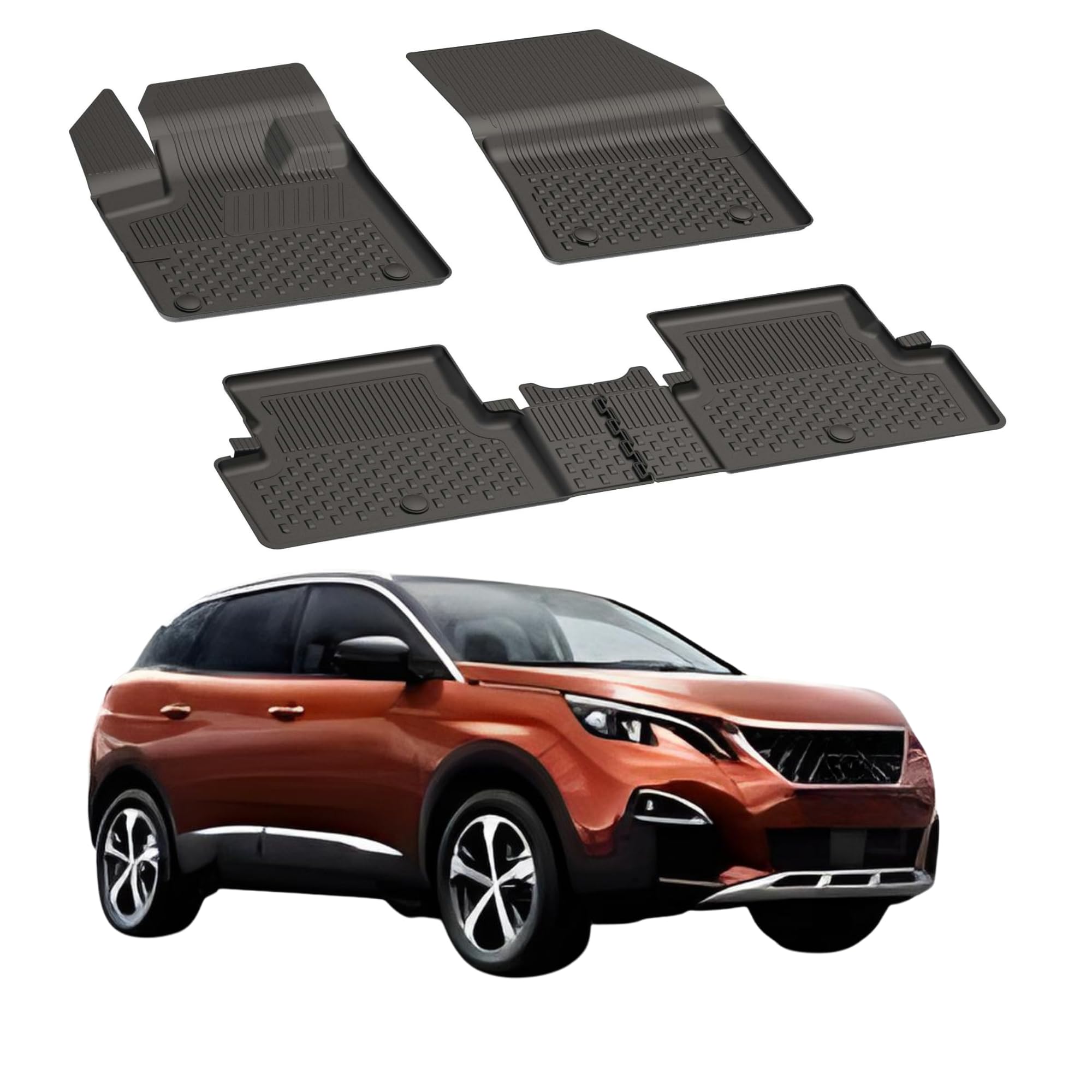 Alfombrilla Para Coche Solo Conductor - Compatible Con Peugeot 3008 (2016-2024) - Negra, Terciopelo, Hecho En Italia