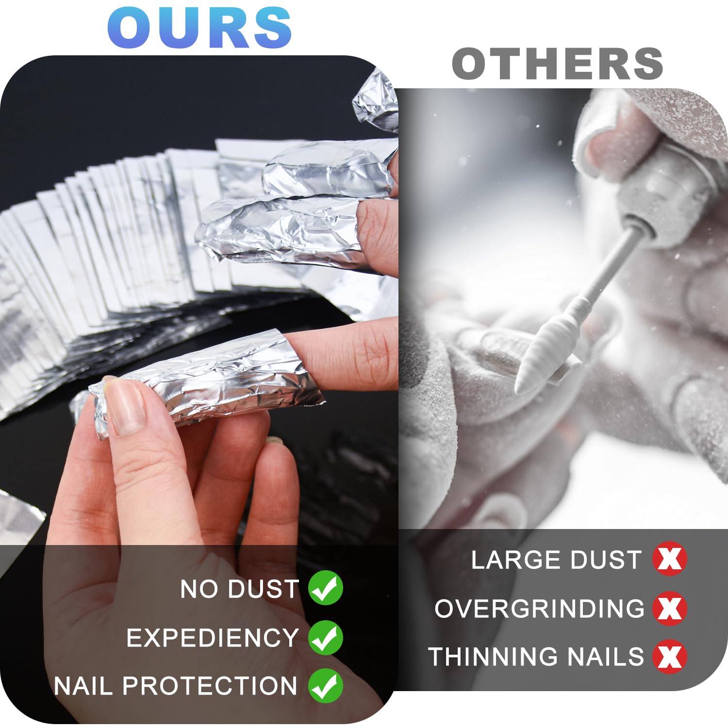 1000Pcs Nail Polish Remover Gel Nail Foil Wraps, Gel Nail Polish Wraps Removal Tool with Pre-attached Lint Free Cotton Pads
