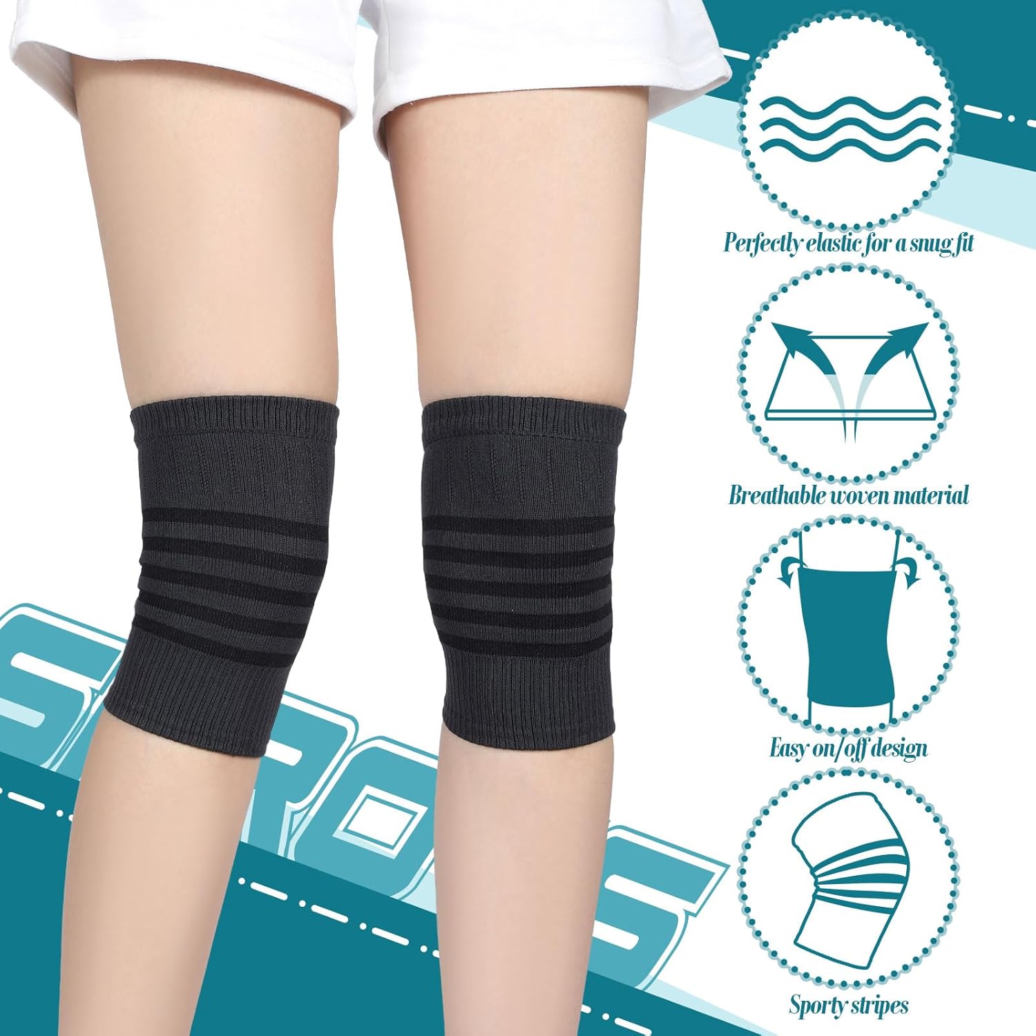 Geyoga 6 Pairs Knee Warmers for Women Men Breathable Leg Warmers Knee Brace Pad Leg Compression Sleeve for Sports Winter - Image 5