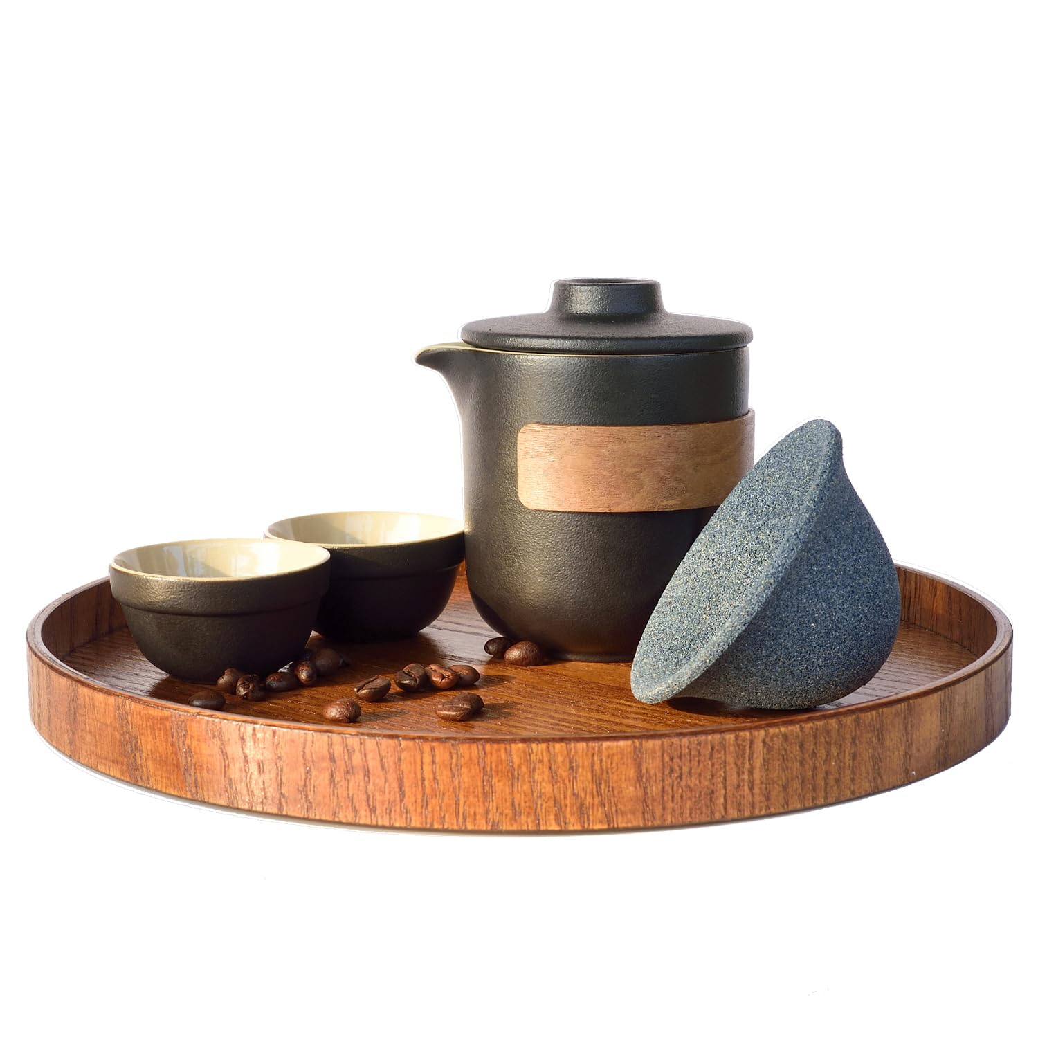 All-ceramic pour over drip set with travel case