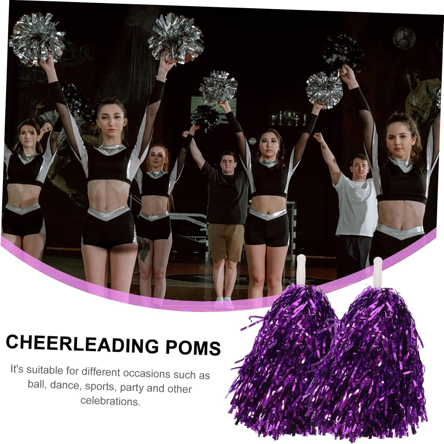 16pcs Cheerleader Pom Poms with Handles Cheering Pompoms for Sports Events Eye-catching Dance Accessories for Girls and Cheerleading Teams