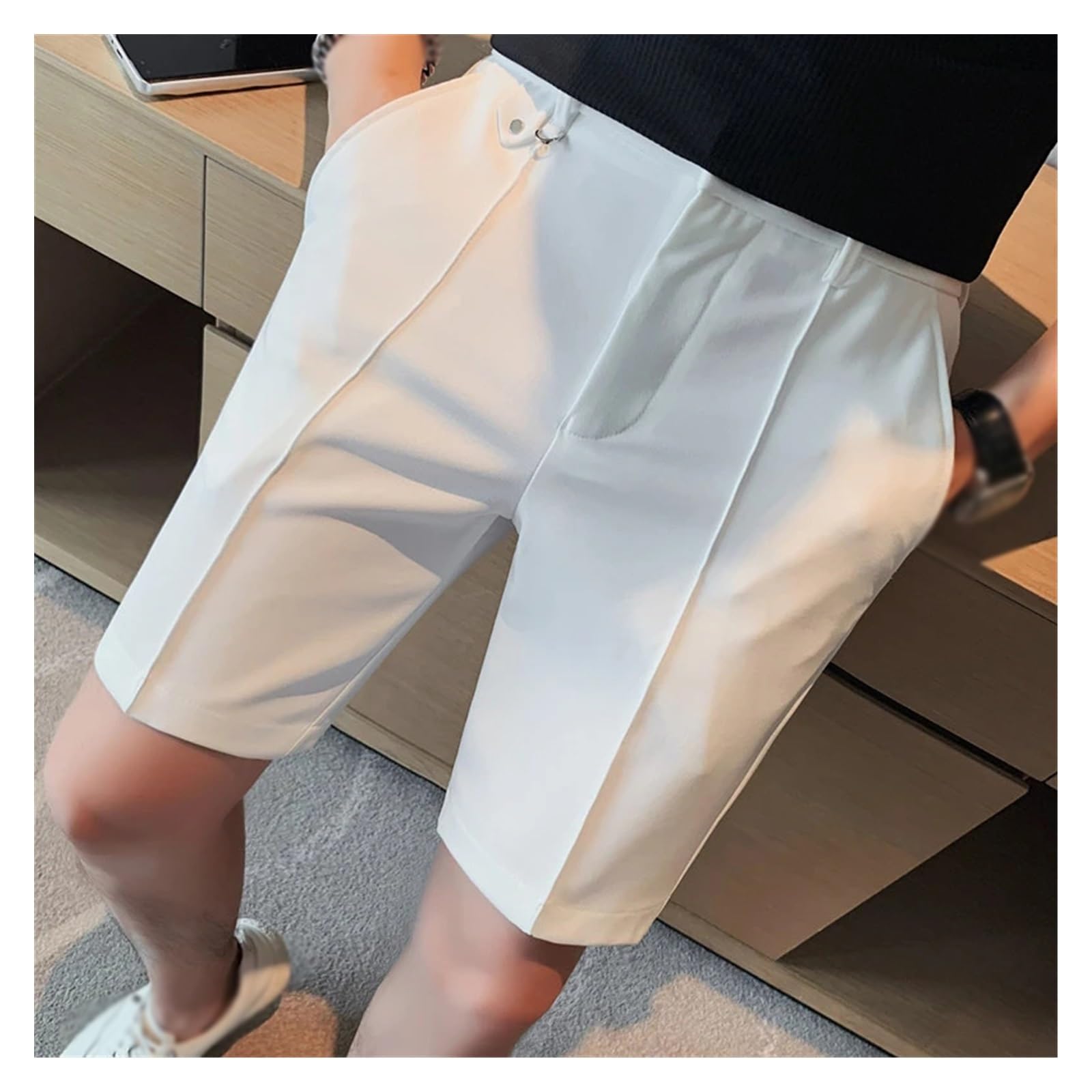 Short costume blanc homme RLKHXBS casual ample été 5 points