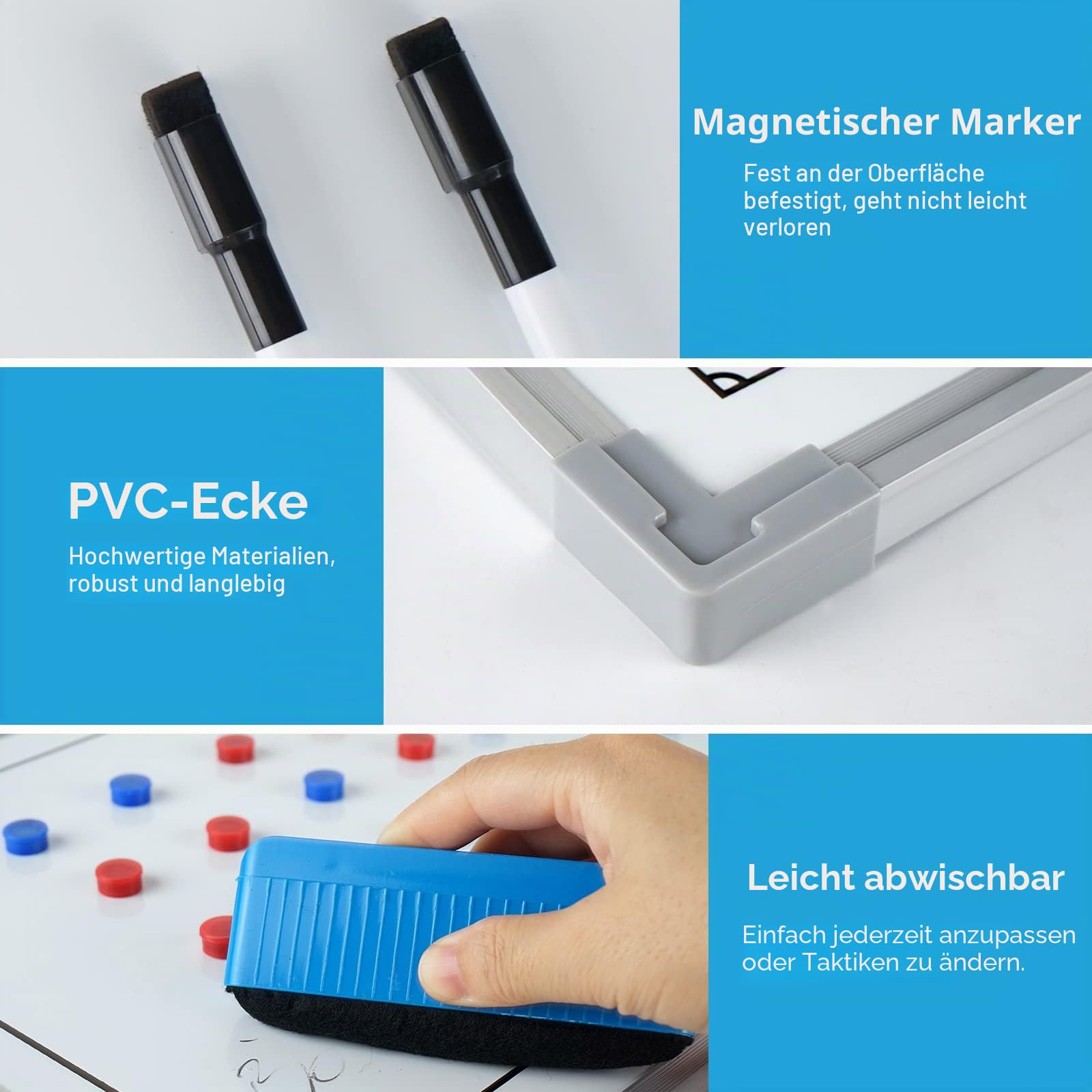 Taktiktafel Fußball, Professional Trainermappe Fußball, Fussball Taktiktafel mit Magnete, Stiften, Radiergummi für Fußballtraining und Wettkämpfe