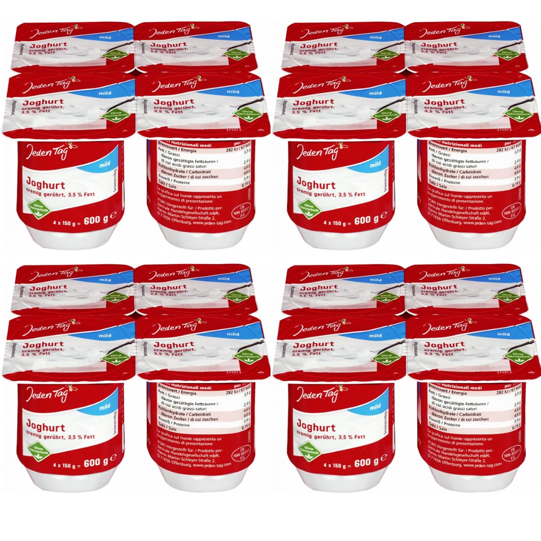 Jeden Tag Joghurt leicht mild 3,5% Fett 150 Gramm x 16 Stück [Frischegarantie]