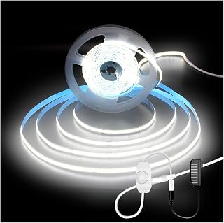DAYBETTER COB LED Strip,White LED Strip Lights 32.8ft,6500K Bright Daylight White Dimmable LED Light Strip,24V 2835 Flexible LED Tape Light for TV, Bedroom, Kitchen Cabinet, Closet,Home Decoration