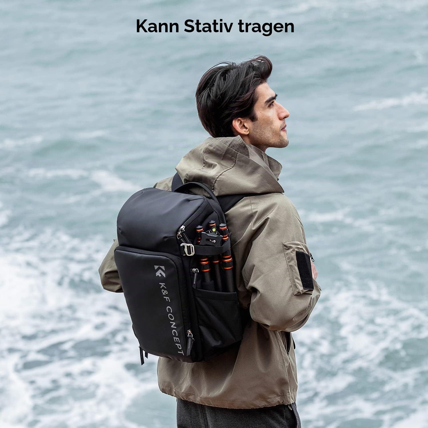 K&F CONCEPT Kamerarucksack, Fotorucksack für Fotografen, Kamerarucksack mit 15.6 Zoll-Laptopfach, kompatibel für Canon/Nikon/Sony/DJI Mavic Drone (Alpha Rucksack 25L), Schwarz