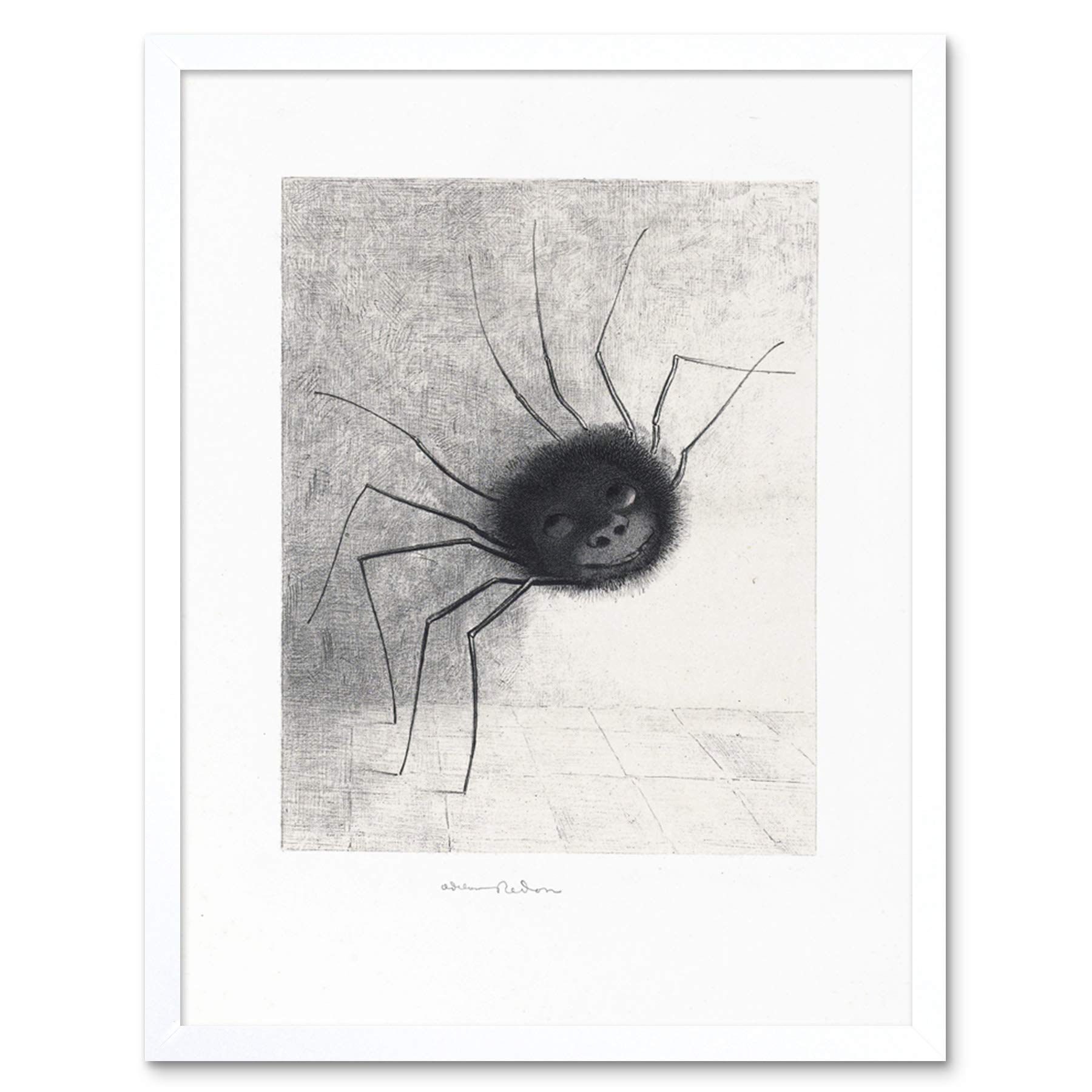 Artery8 Odilon Redon The Spider Face Features Drawing Art Print Framed Poster Wall Decor 12x16 inch