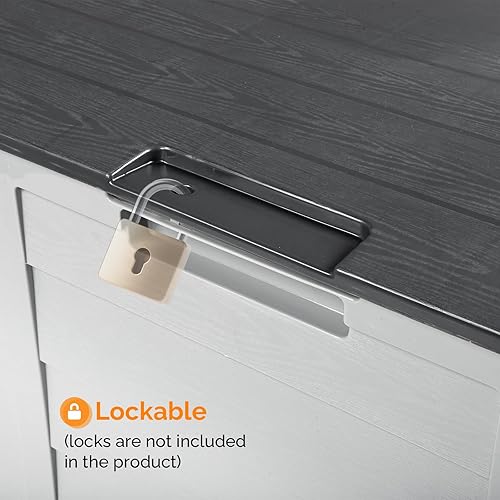 Miniatura 7 de VINGLI Caja de almacenamiento al aire libre mejorada de 75 galones, contenedores de almacenamiento de plástico con cerradura con tapa, muebles de