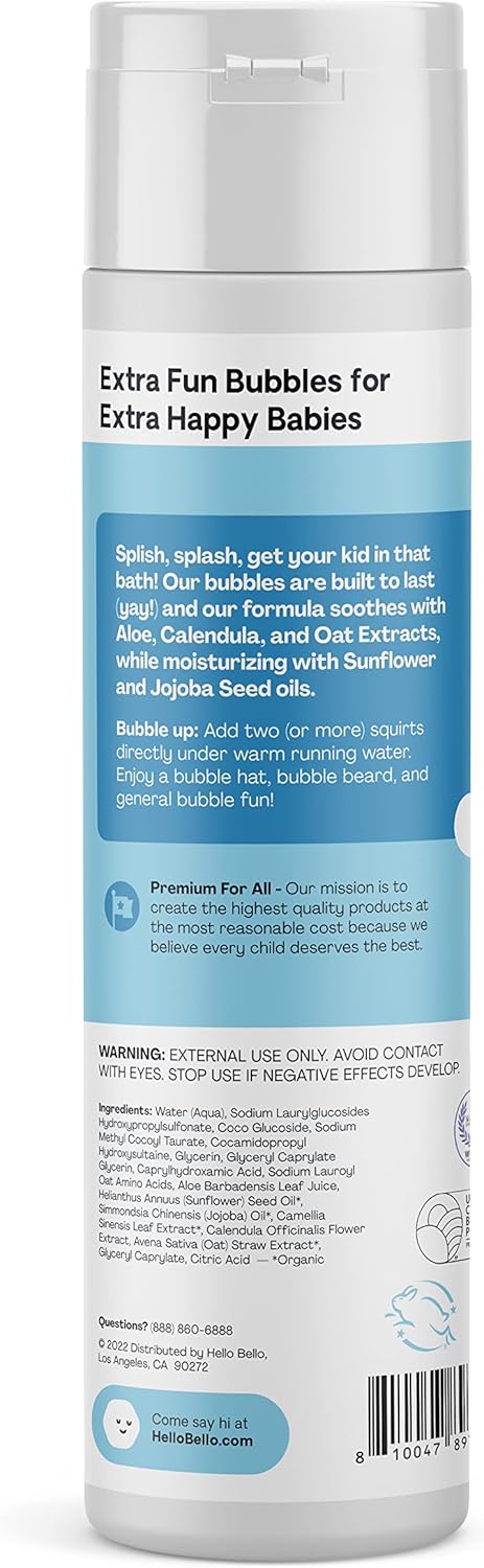 Hello Bello Fragrance Free Bubble Bath | Tear-Free, Hypoallergenic, Dermatologist & Pediatrician Tested for Babies and Kids | 10 Fl Oz