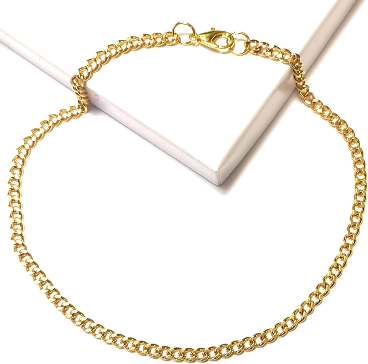 12 Inch Plated Gold Stainless Steel Curb Link Anklet Chain Comfortable Flat Links Gift Boxed Plus Size - Image 3