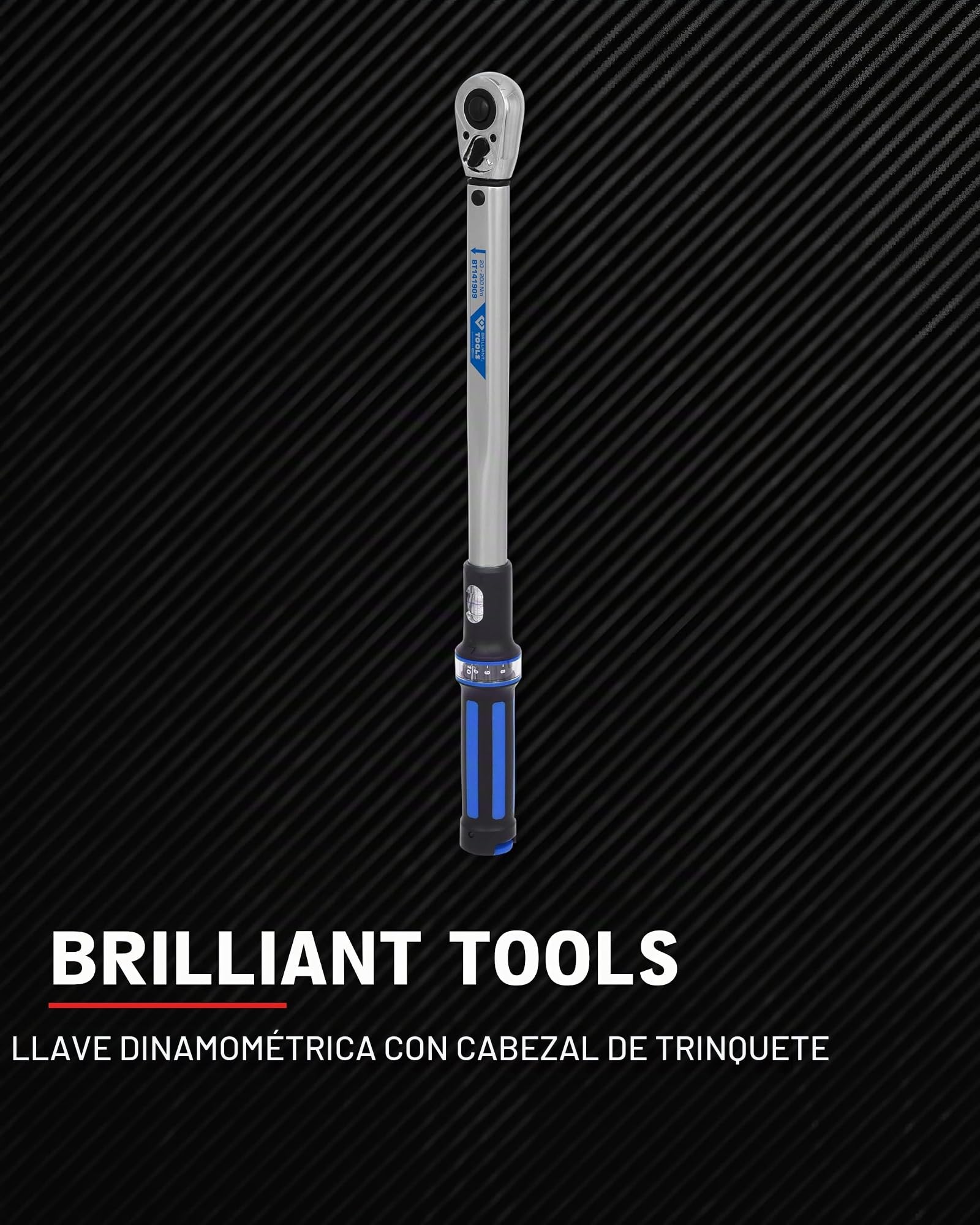 BRILLIANT TOOLS BT141908 Llave dinamométrica de 1/2" con cabezal de carraca reversible, 10 - 100 Nm [Powered by KS TOOLS]