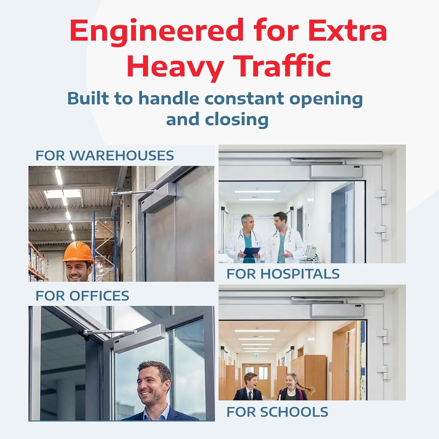 A1 ProGuard Extra Heavy Duty Auto Door Closer Commercial UL Grade 1 - Cast Iron Adjustable 6-Speed Delayed-Action Hydraulic Closer, Self-Closing, ADA Compliant.