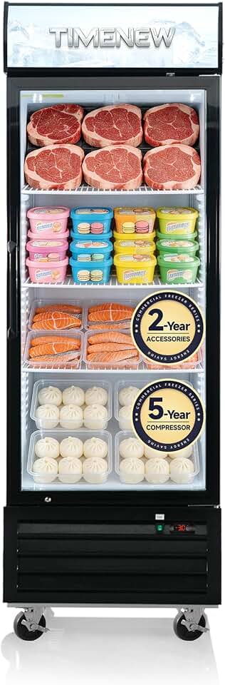 18 Cu.Ft Commercial Display Freezer Upright, Single Glass Door Merchandiser Freezer with Auto Defrost, -8°F to -1°F, Adjustable Shelves & Casters, ETL Certified for Restaurants, Cafes, Stores