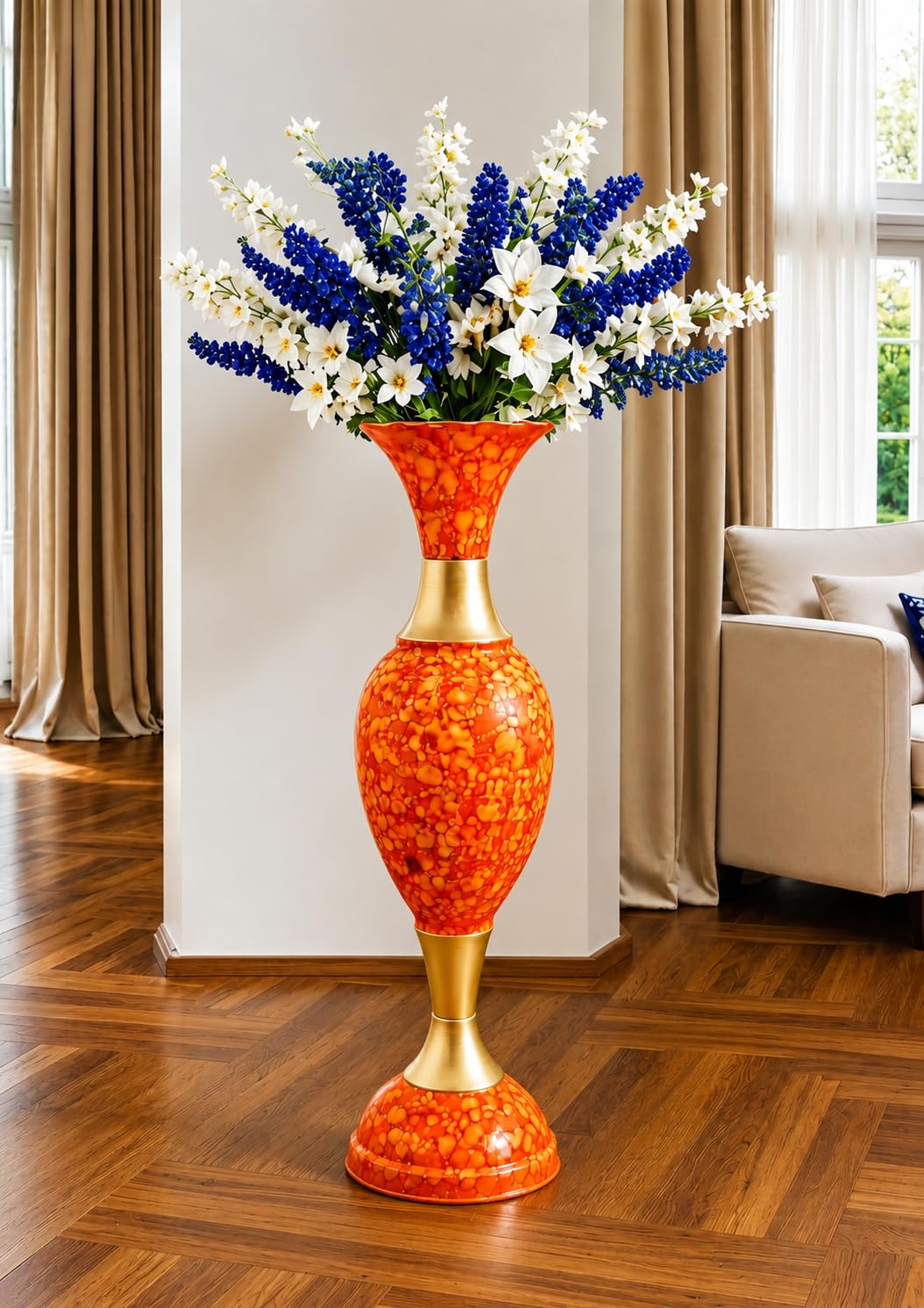 Black & Gold Iron Flower Vase - Elegant Home Decor -11 Black & Gold Iron Flower Vase - Elegant Home Decor -11