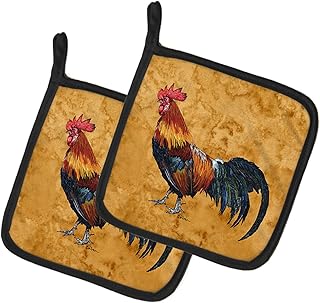 Caroline's Treasures 8651PTHD Rooster Pair of Pot Holders Kitchen Heat Resistant Pot Holders Sets Oven Hot Pads for Cooking Baking BBQ, 7 1/2 x 7 1/2