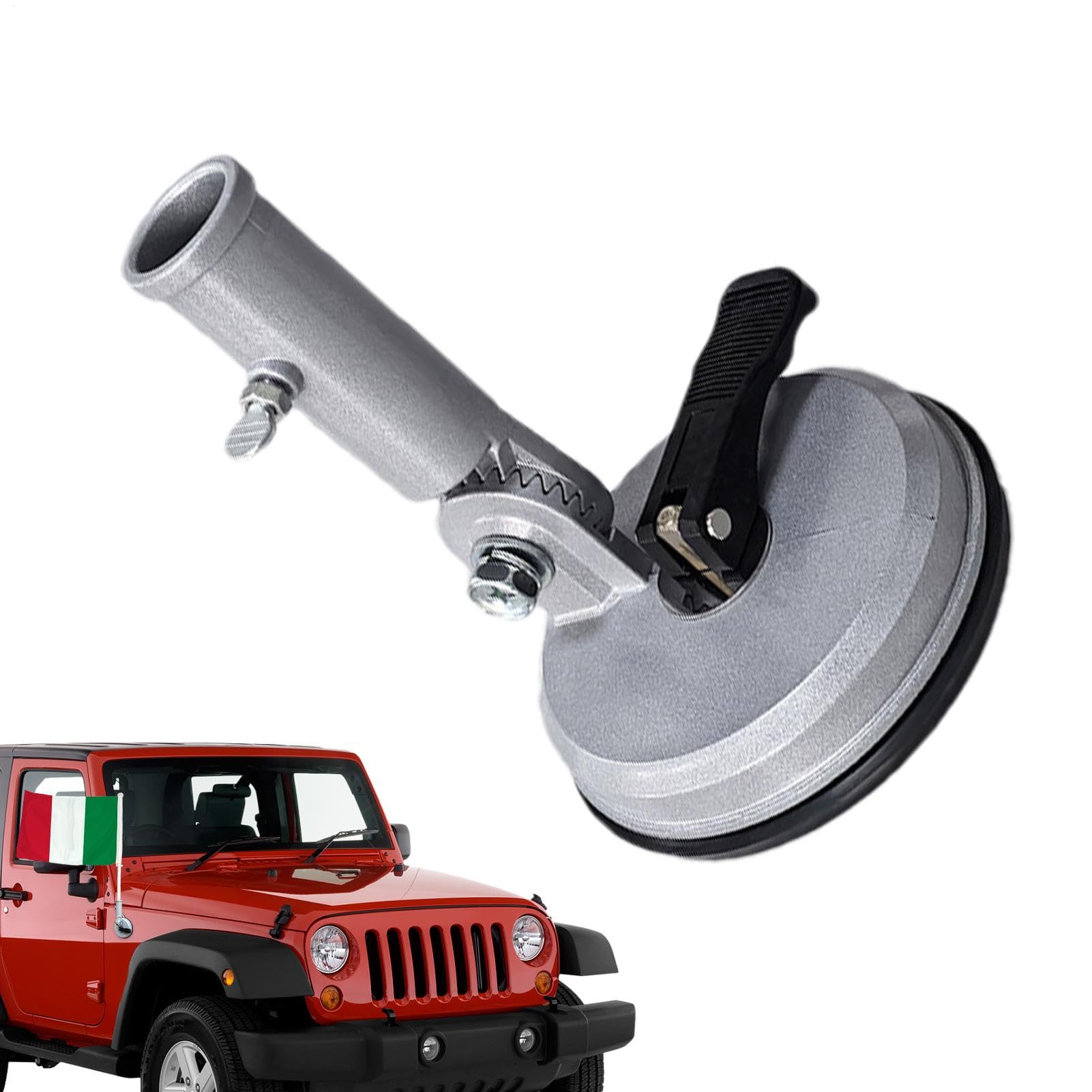 Generico Supporto per Bandiera a Ventosa per Auto, Staffa Regolabile Angolo, Kit Montaggio