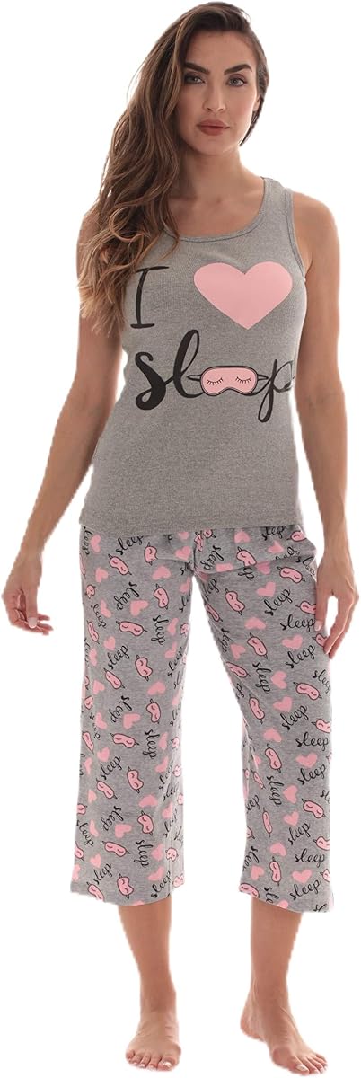 Just Love Conjuntos Capri 100% algodón Ropa de dormir para mujer
