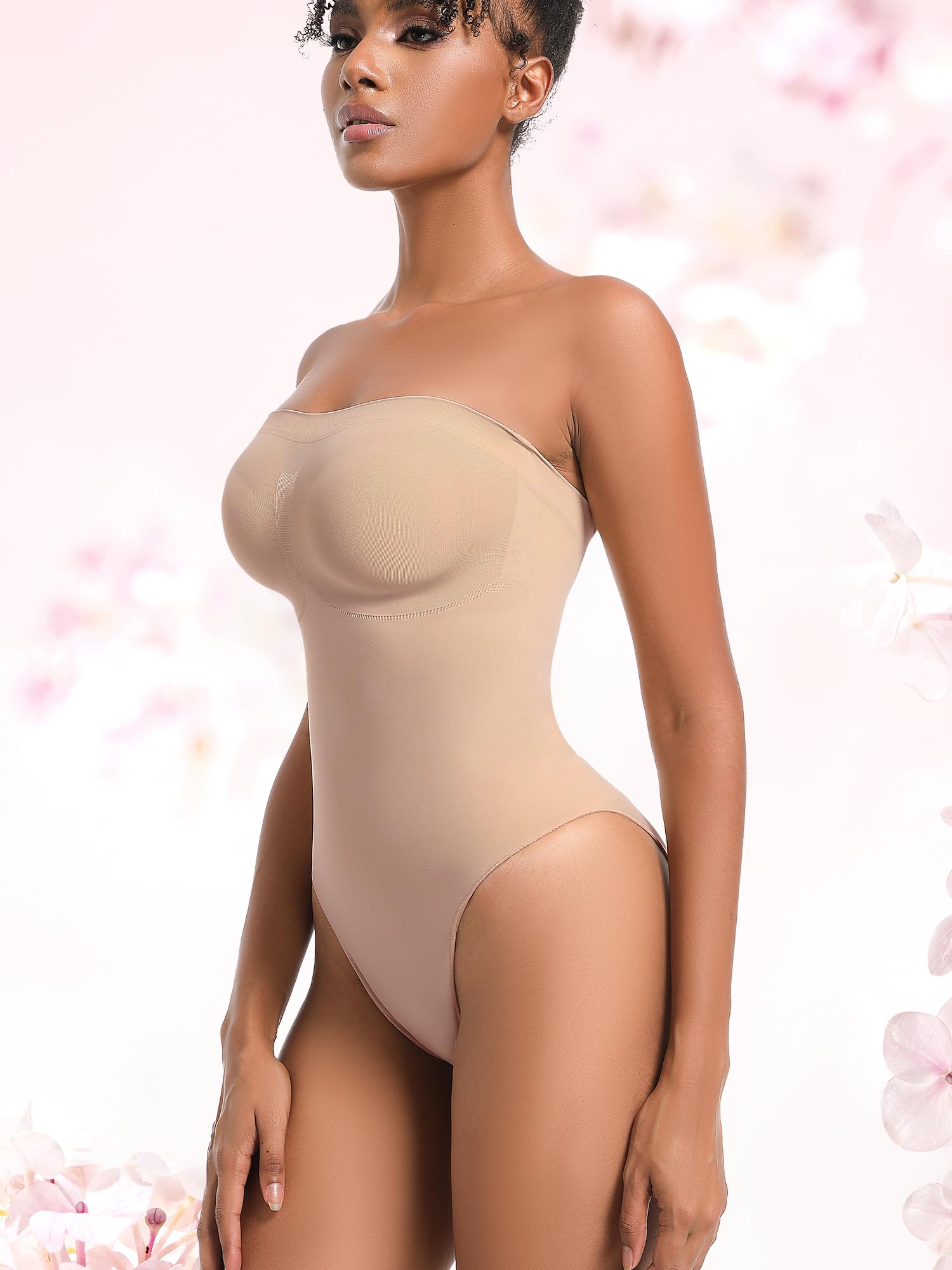 Atbuty Body sin tirantes, sin costuras, moldeador, control de abdomen, moldeador de cuerpo con correas extraíbles