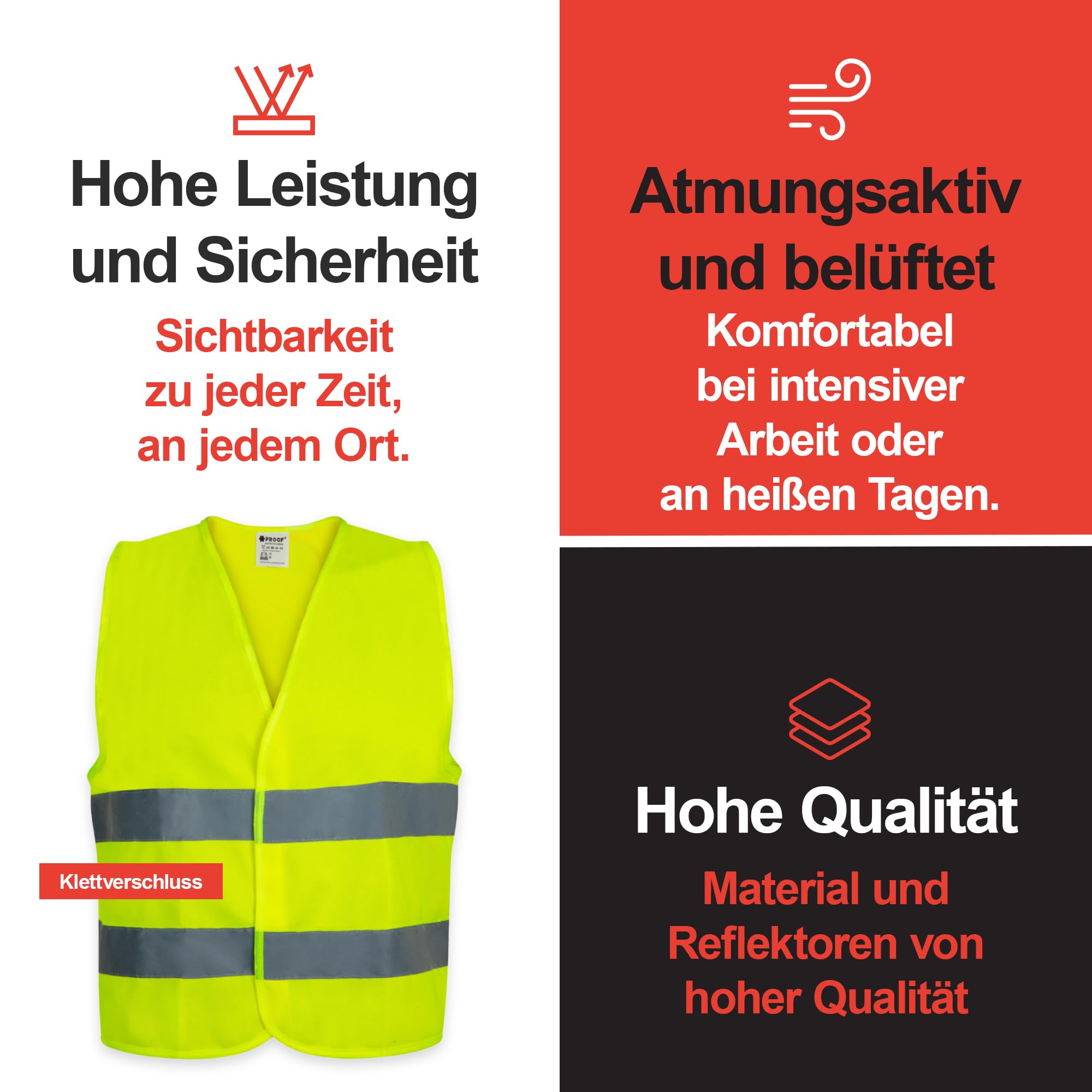 PROOF COMFORT & SAFETY Kamizelka odblaskowa, 1 szt., jasnożółty S - XXXL