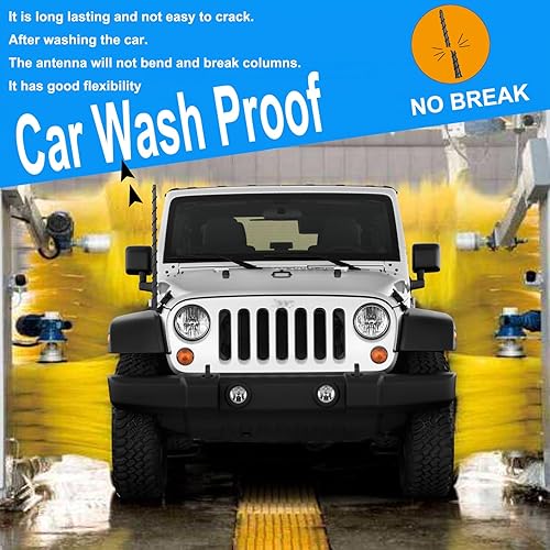 Miniatura 5 de Antena en espiral de 13 pulgadas para antena Jeep Wrangler, antena rechoncha, Jeep Wrangler JK JKU JL Rubicon Sahara Gladiator 2007-2023, antena