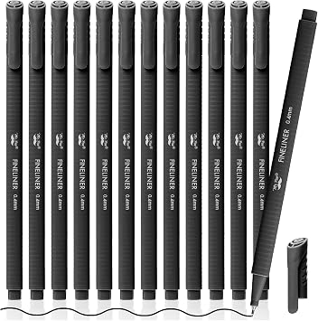 Mr. Pen- Black Fineliner Pens, Pack of 12, 0.4mm Fine Point