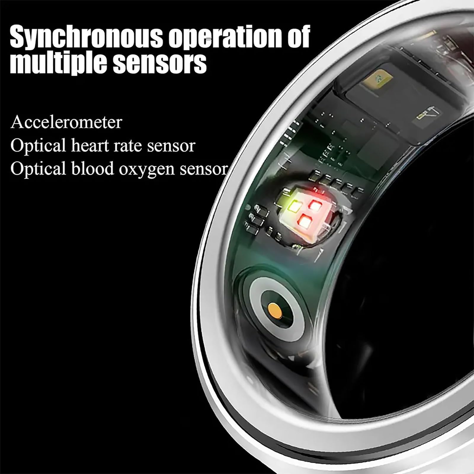 Anillo inteligente de salud, anillo de seguimiento de fitness, monitor de salud impermeable Bluetooth, rastreador de oxígeno en sangre recargable para hombres y mujeres