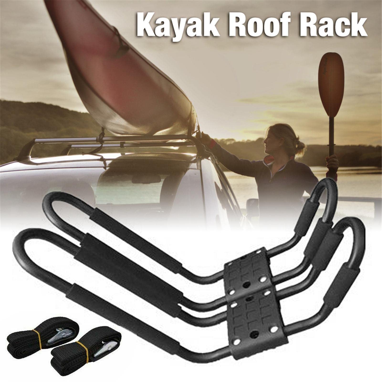 Soporte Plegable para Kayak en el Techo, 2 Unidades, Soporte Plegable para | tabla de surf de coche, soporte de snowboard para esquí, snowboard, cañas de pescar, monopatines, kayak