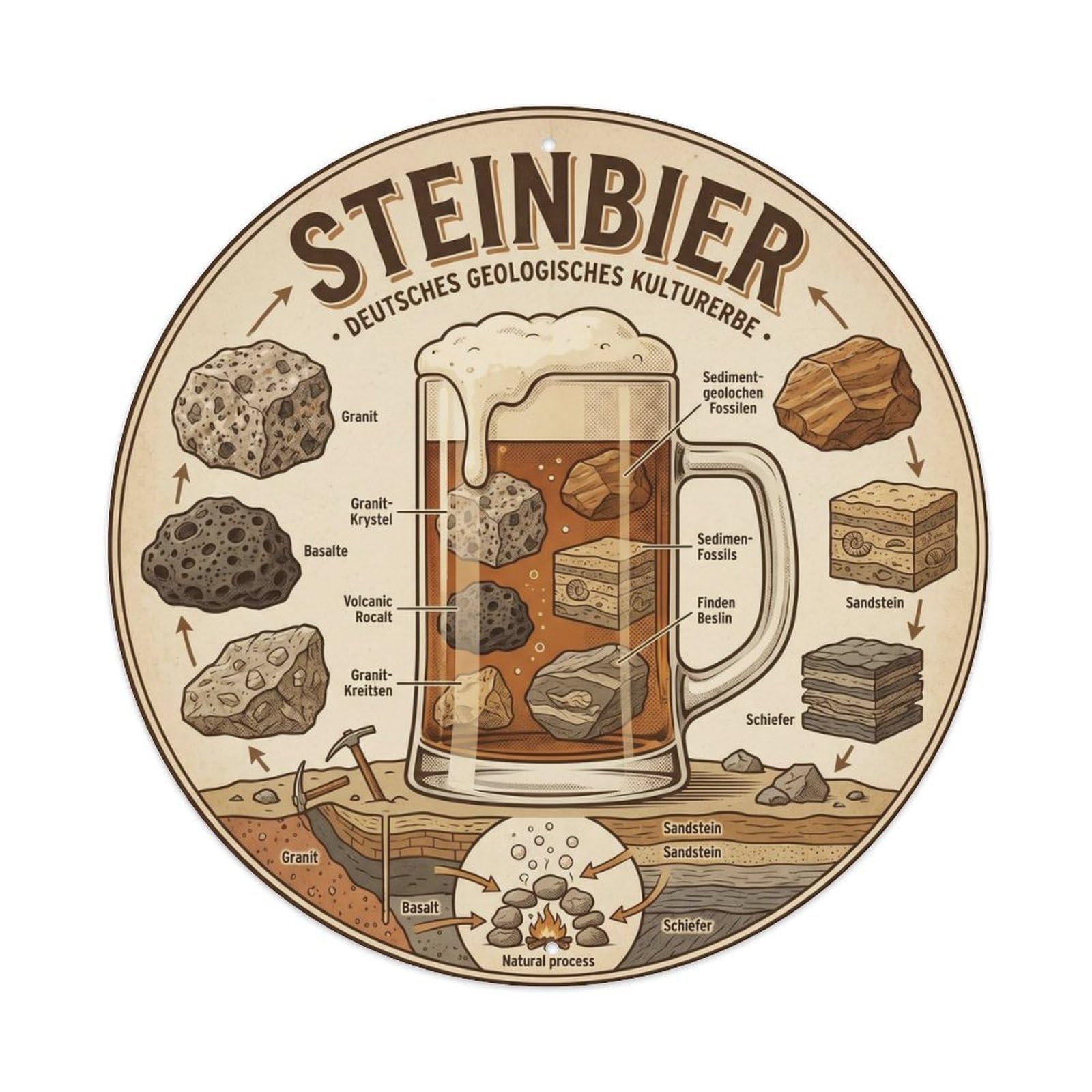Steinbier Hot Stone Brew German Barrel Beer Stein Retro Metal Tin Sign