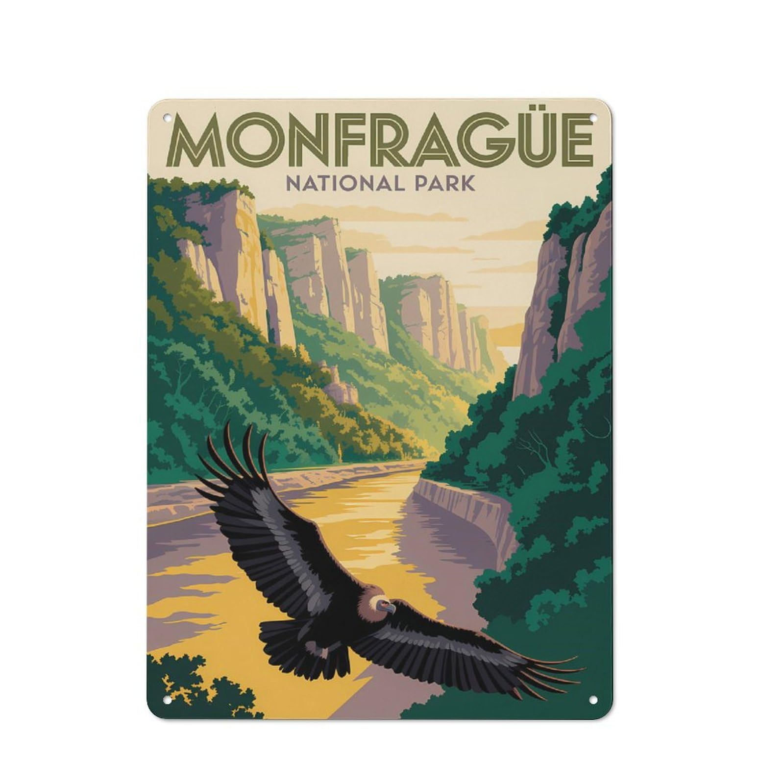 Junmoney Style-5 Metal Plaque With Monfragüe National Park Vintage Design 40X30cm, Rustic Cafe Wall Decor For Restaurant, Kitchen, Counter Or Breakfast Nook