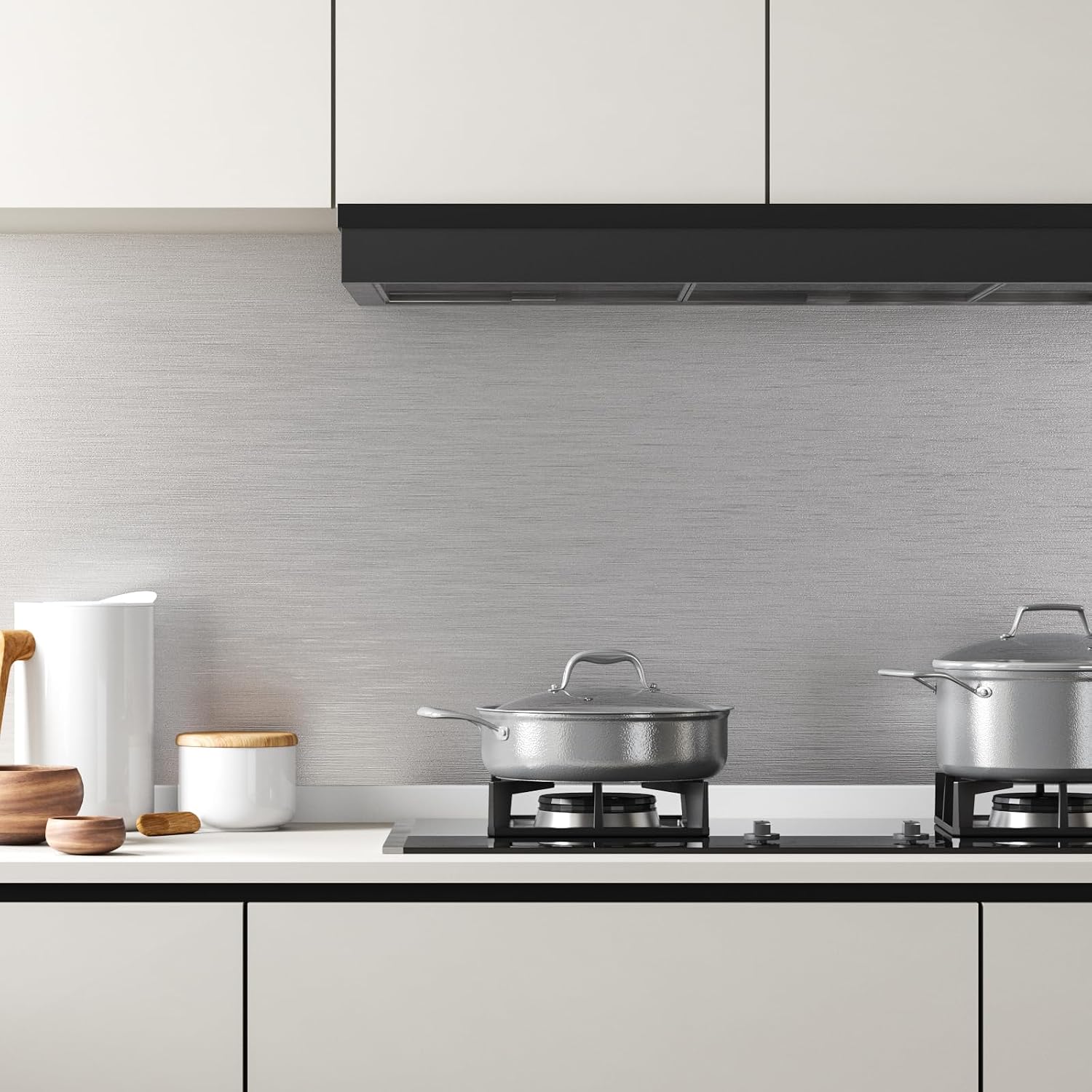Grey Metallic Peel and Stick Wallpaper 15.7"x472" Self Adhesive Stainless Steel Contact Paper for Appliances Dishwasher Refrigerator Wrap Waterproof Vinyl Wallpaper for Kitchen Cabinets
