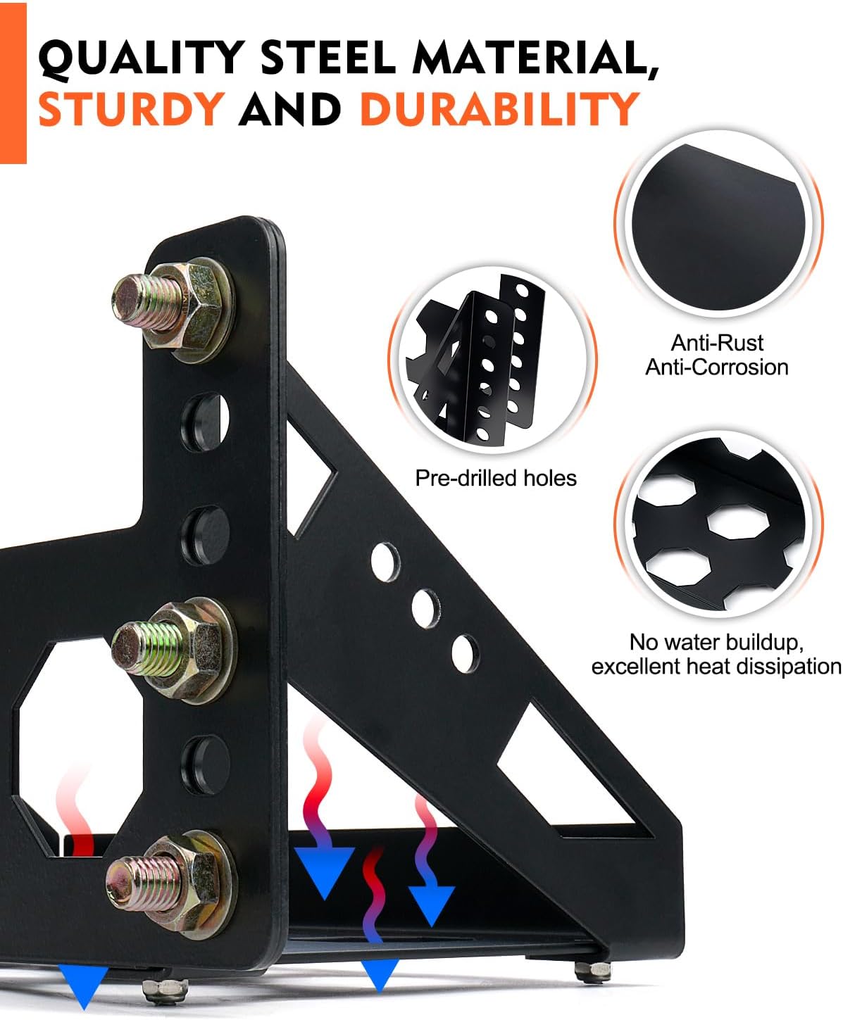 Battery Mounting Trays Bracket Heavy-Duty Metal Steel Battery Mount Box Fits up to 10.63"×7.06"×7.5", for Marine Boat Pickup Trucks Cars RV Trailer
