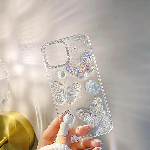 Miniatura 5 de aiyaya Bonita funda para iPhone 11, diseño de mariposa 3D, diseño retro con purpurina transparente para mujeres y niñas, 6.1 pulgadas (11)