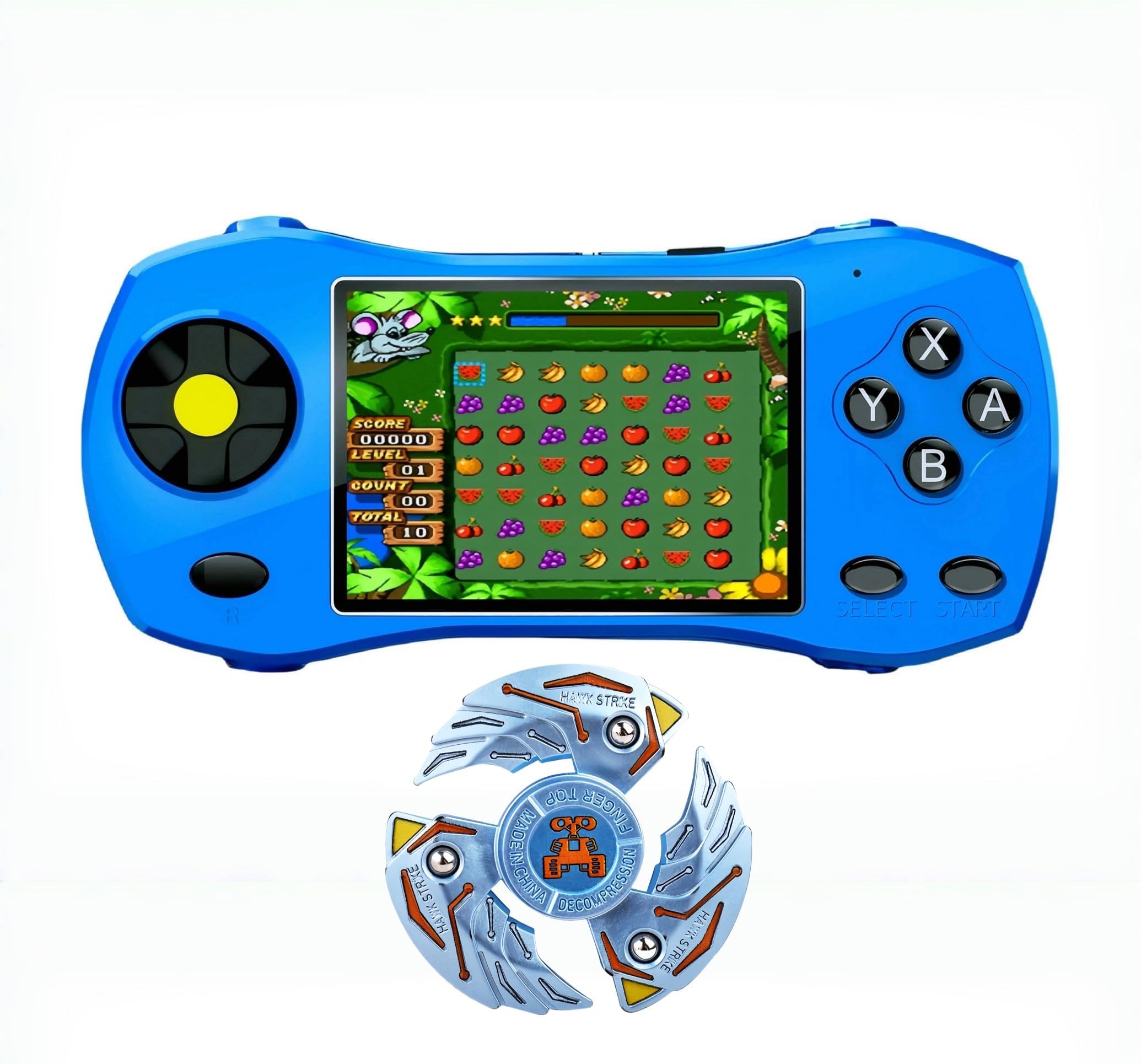 3.0 Inch Sports Car Shape Portable Game Console 250 Retro Video Games Integrated Action/Fighting Portable Electronic Puzzle for Children Toy/Birthday/Christmas Gift (Blue)