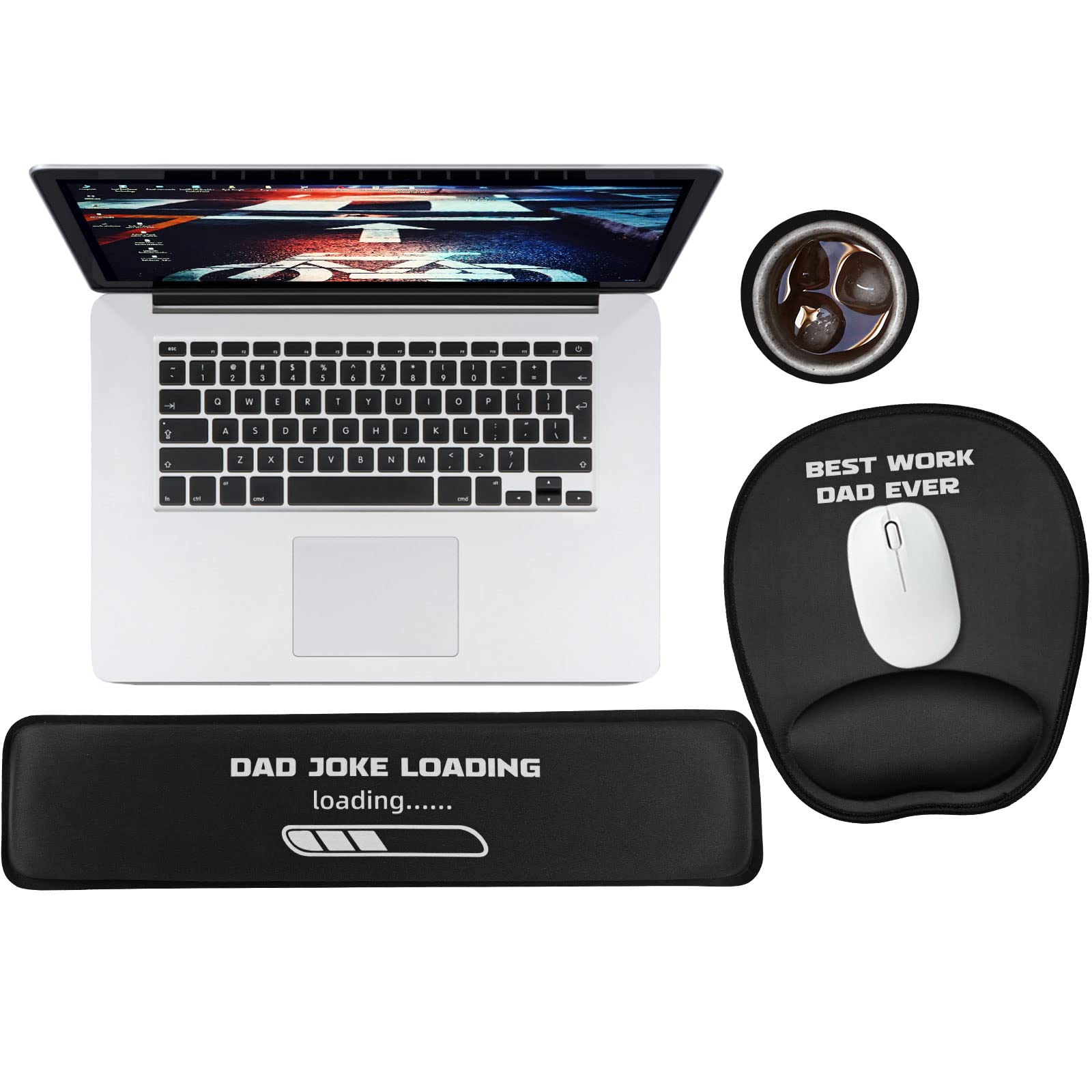 Gifts for Dad Men,Useful Desk Gifts for Him Husband Step Father New Dad,Happy Birthday Gift Ideas from Daughter Son Boy Wife,Cool Personalized Unique Gifts, Keyboard Wrist Rest Memory Foam Mouse Pad