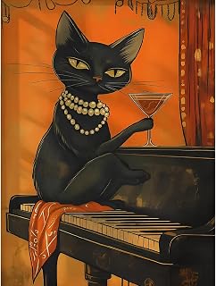 Canrichshop Drinking Cat Paint by Numbers Kit for Adults,Painting by Numbers,DIY Acrylic Paint Kit for Adults Beginners Without Frame,Easy Adult Paint by Number Kits on Canvas for Decor 16x20inch