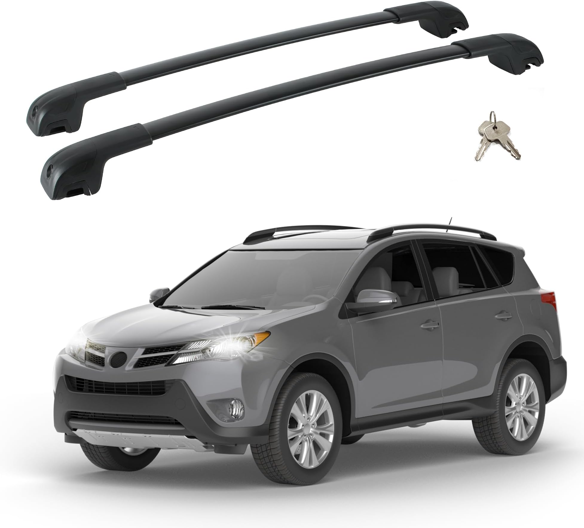 FLYCLE Roof Rack Cross Bars Lockable for RAV4 2013-2018 with Anti-Theft, CrossBars for Luggage Rooftop Cargo Kayak Bicycles Canoe Snowboard roof Bag with Roof Rails